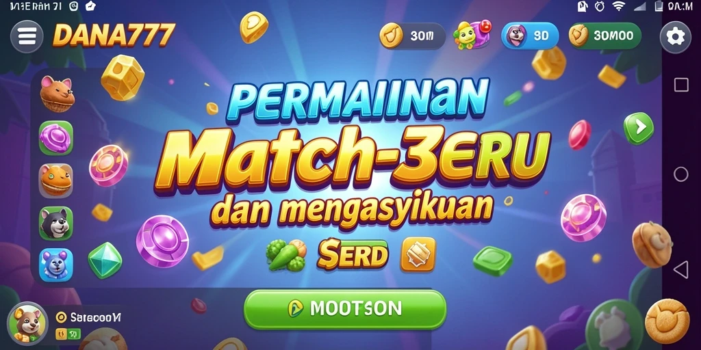 Gameplay DANA777 yang seru dengan tantangan Match-3 yang menarik.