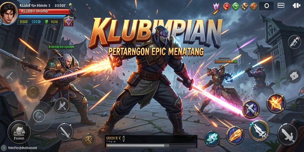 Gameplay seru di KLUBIMPIAN dengan pertarungan yang mendebarkan.