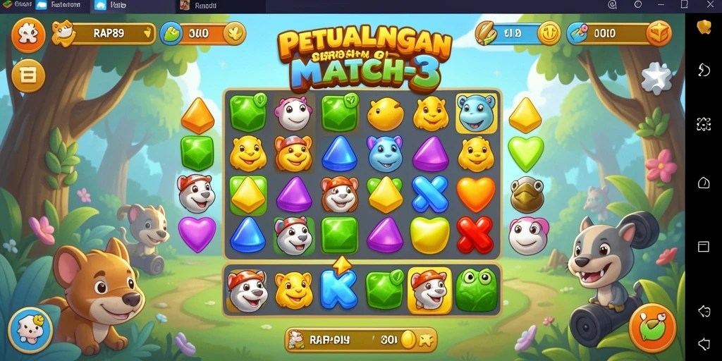 Screenshot utama yang menunjukkan keseruan gameplay Match-3.
